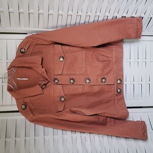 Free People burnt orange big button down denim women's jacket size large
